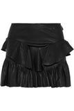 Knee Length Skirt - Women Real Lambskin Leather Mini Skirt WS027 - Koza Leathers