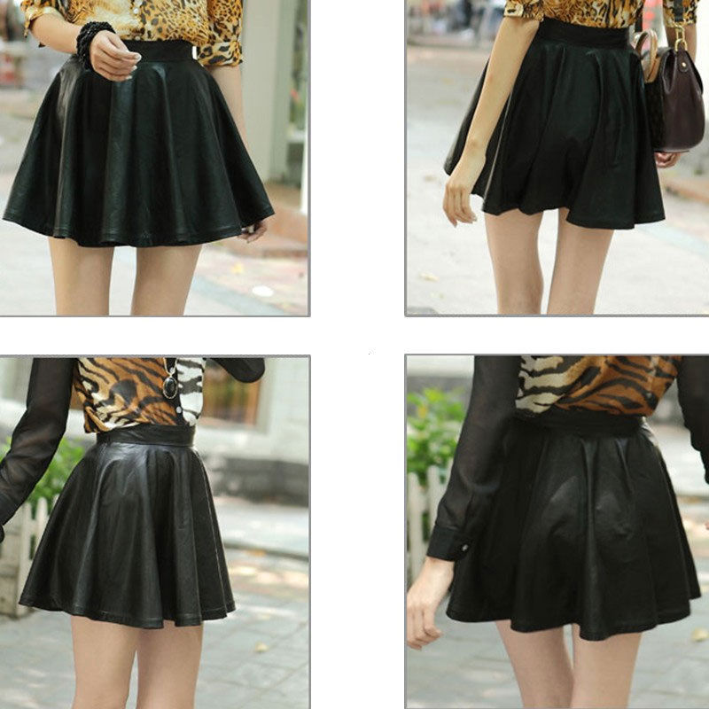 Knee Length Skirt - Women Real Lambskin Leather Mini Skirt WS032 - Koza Leathers