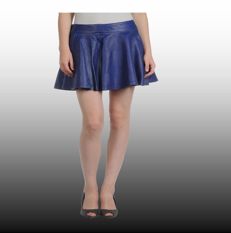 Knee Length Skirt - Women Real Lambskin Leather Mini Skirt WS033 - Koza Leathers