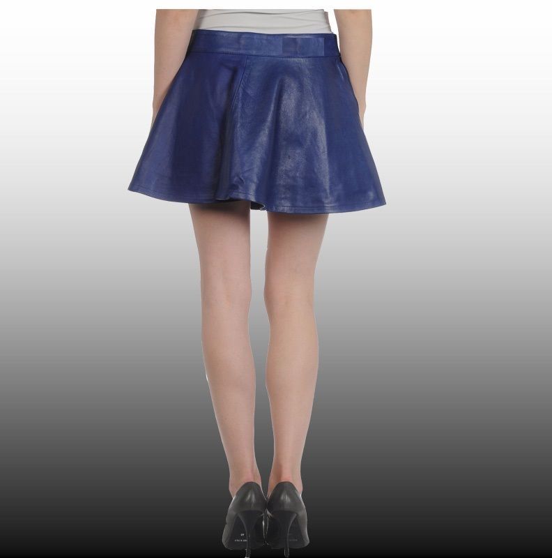 Knee Length Skirt - Women Real Lambskin Leather Mini Skirt WS033 - Koza Leathers
