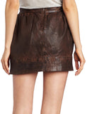 Knee Length Skirt - Women Real Lambskin Leather Mini Skirt WS037 - Koza Leathers