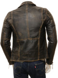 Koza Leathers Men's Genuine Lambskin Leather Vintage Motorcycle Jacket VJ007