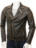Koza Leathers Men's Genuine Lambskin Leather Vintage Motorcycle Jacket VJ007