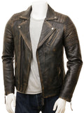 Koza Leathers Men's Genuine Lambskin Leather Vintage Motorcycle Jacket VJ007