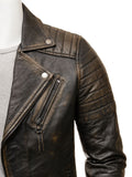 Koza Leathers Men's Genuine Lambskin Leather Vintage Motorcycle Jacket VJ007